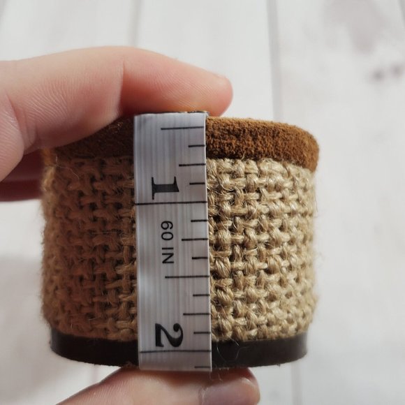 Urban Outfitters Sandals 8 Shoes Womens Jute Heels Open Toe Brown Suede - Picture 10 of 10